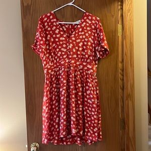 Madewell size 10 Button-Front Tie-Sleeve Retro Dress in Happy Hibiscus